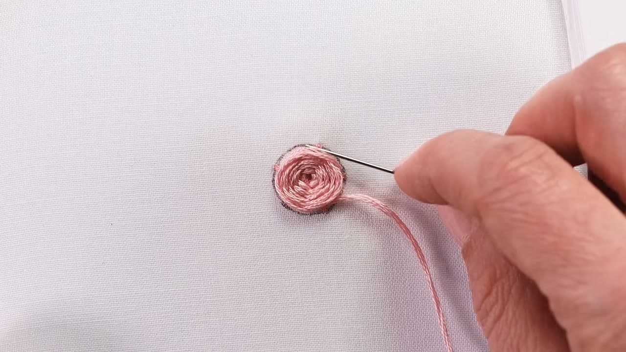 Step 6: Fill the Rose and Hide the Spokes - How to Embroider a Rose (Easy Woven Wheel Stitch)