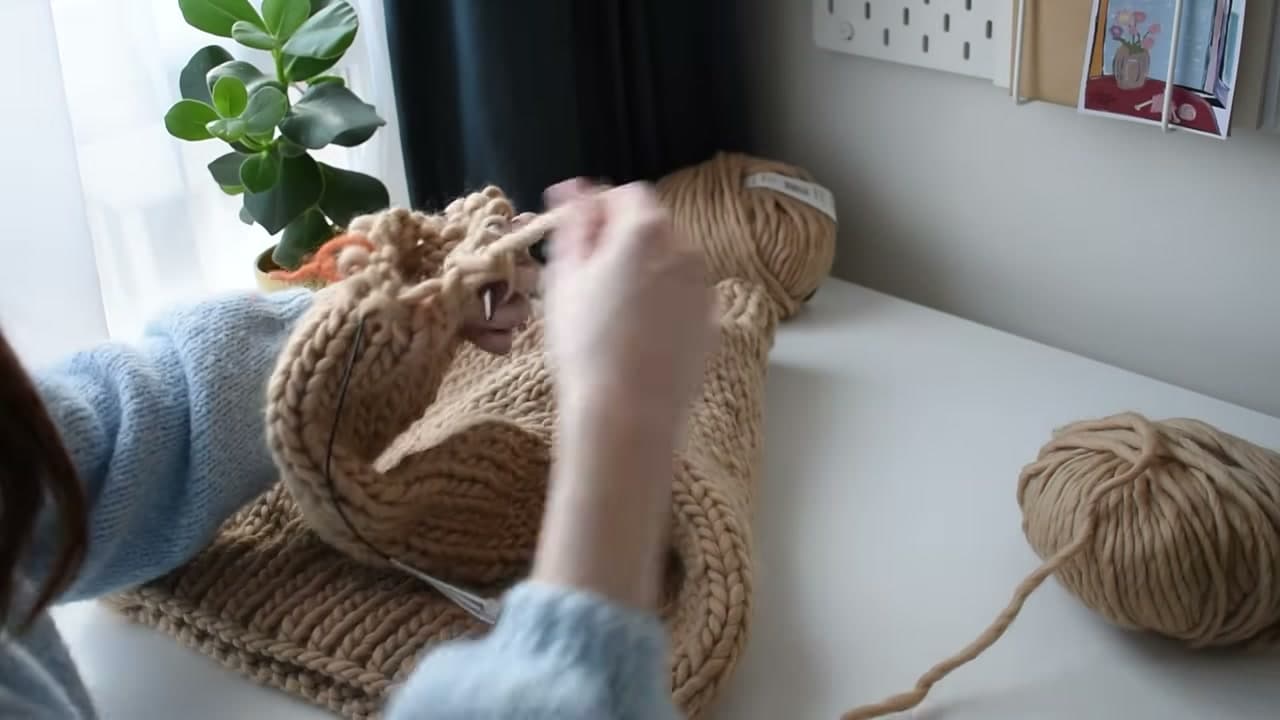 The finished result: How to Knit a Chunky Sweater for Beginners