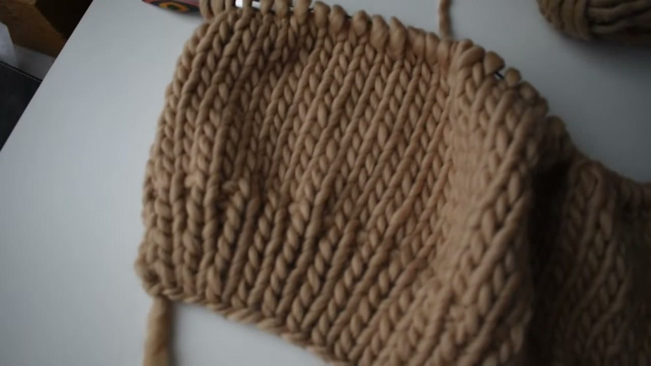 Step 4: Knit the Sweater Panel in Stockinette to Length - How to Knit a Chunky Sweater for Beginners