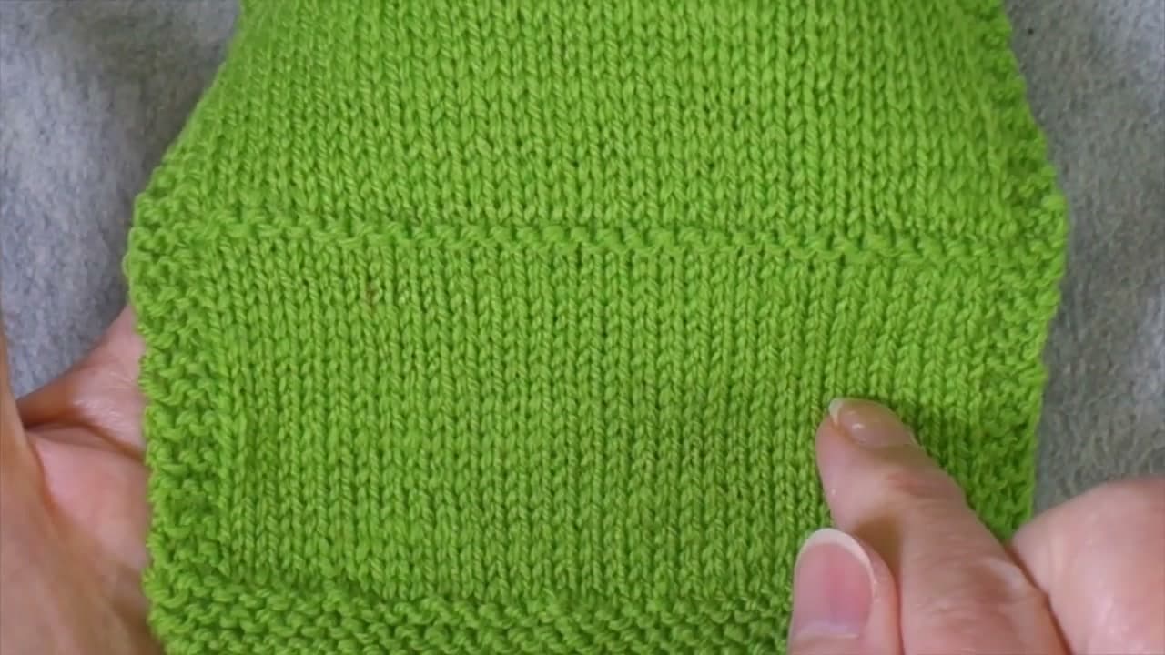 Step 6: Change Needle Size Mid Swatch With a Garter Ridge - How to Knit a Gauge Swatch That Measures True