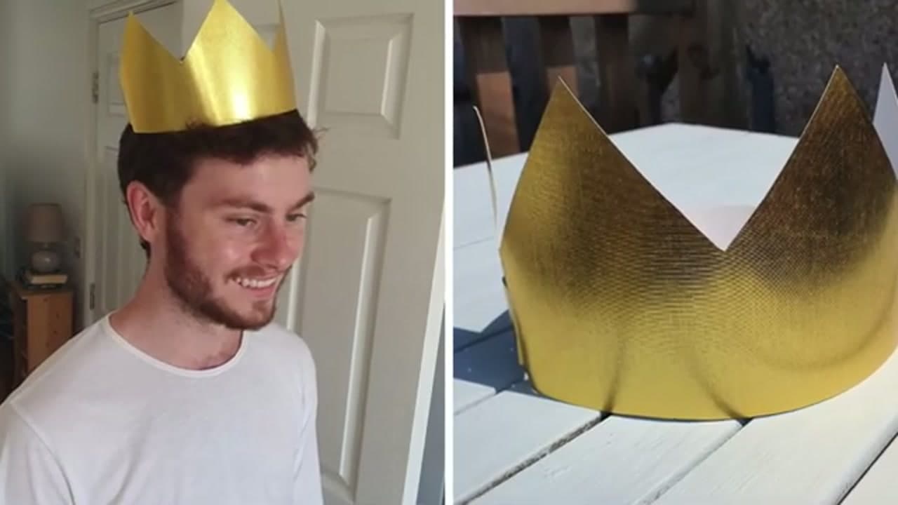 The finished result: How to Make a Paper Crown (No Glue)
