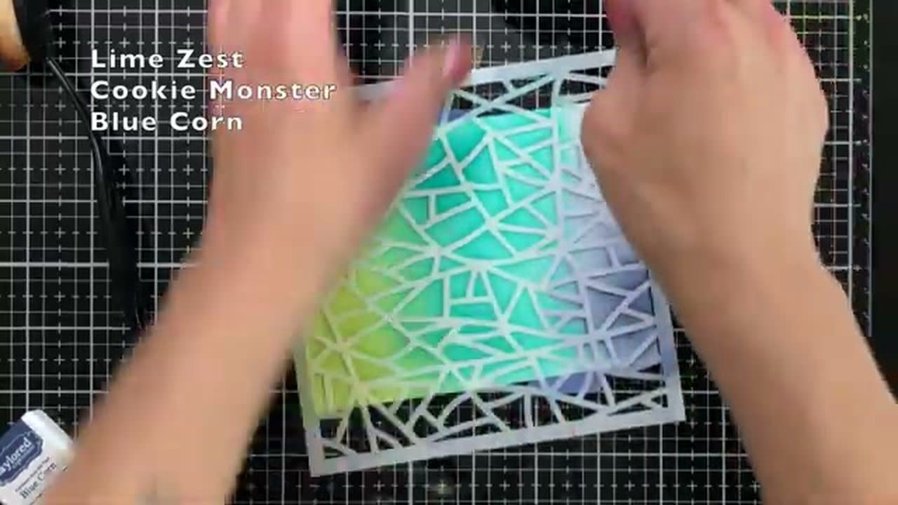 Step 4: Blend Blue Corn at the Bottom - How to Make a Father's Day Card with Bold Stencil Ink Blending