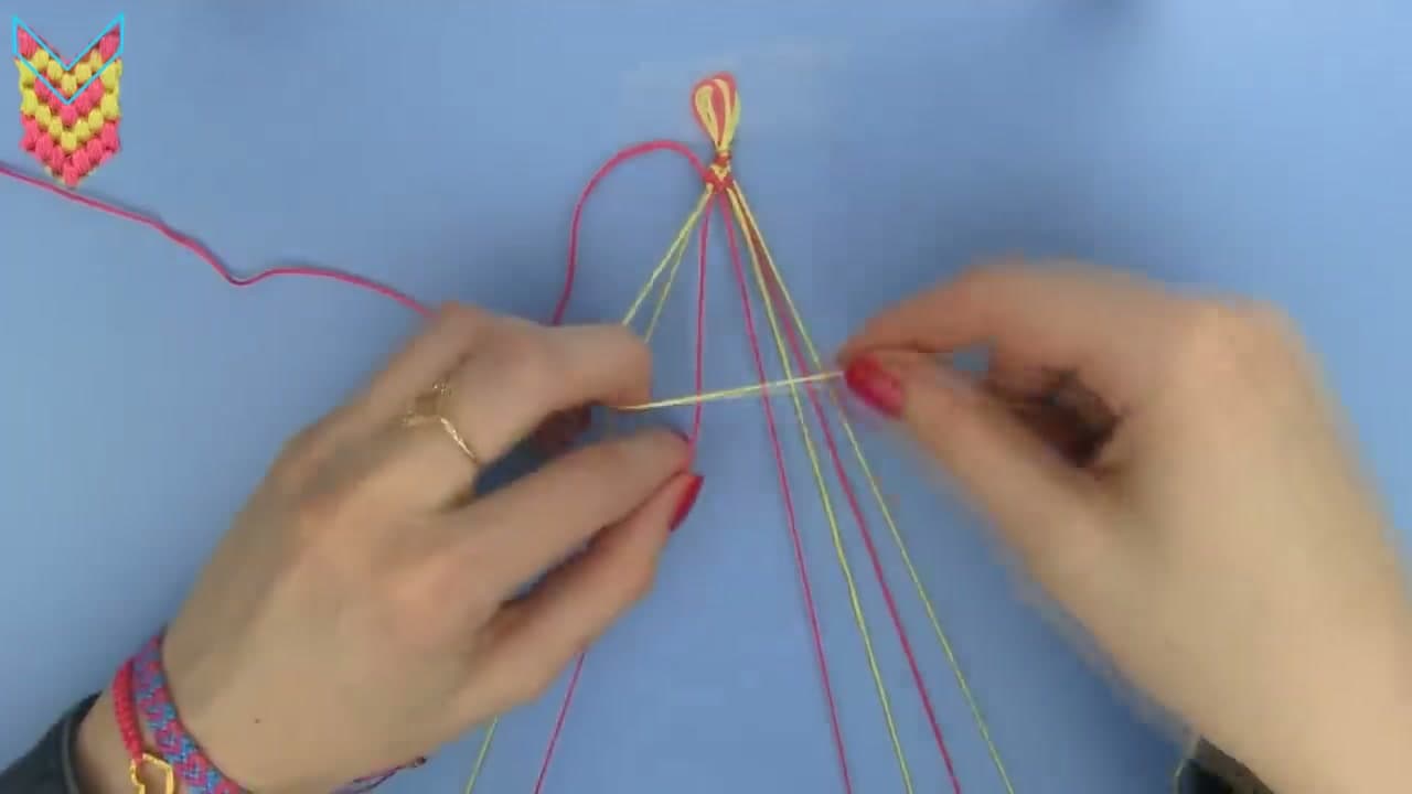 Step 5: Make Two Special Rows for the Heart Shape - How to Make a Heart Friendship Bracelet