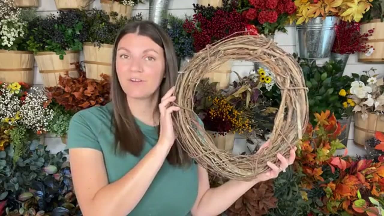 Step 1: Gather Your Grapevine and Florals - How to Make a Fall Wreath (Easy 10-Minute Grapevine Wreath)