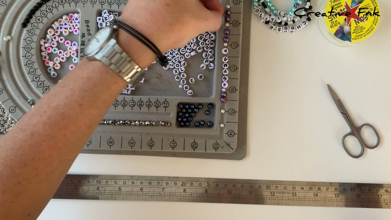 Step 2: Frame the word with seed beads - How to Make a Letter Bead Friendship Bracelet