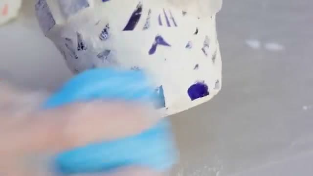 Step 7: Wipe It Clean to Reveal the Design - How to Make a Mosaic Flower Pot