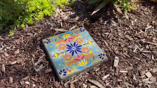 The finished result: How to Make a Mosaic Stepping Stone