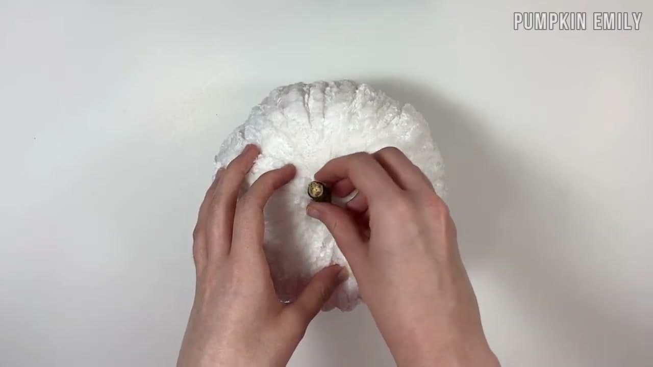 Step 4: Finish the Wrap and Add the Stem - How to Make a No-Crochet Yarn Pumpkin (2 Easy Methods)