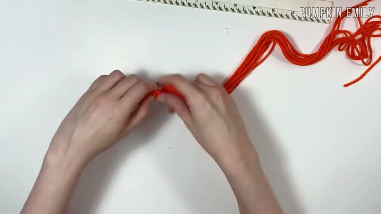 Step 6: Cut 30-Inch Strands and Make the First Braid - How to Make a No-Crochet Yarn Pumpkin (2 Easy Methods)