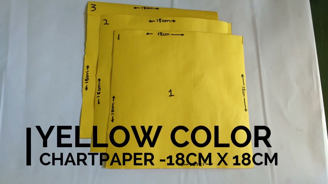 Step 1: Cut Three 18cm Yellow Squares - How to Make a Paper Sunflower (Easy Craft Tutorial)