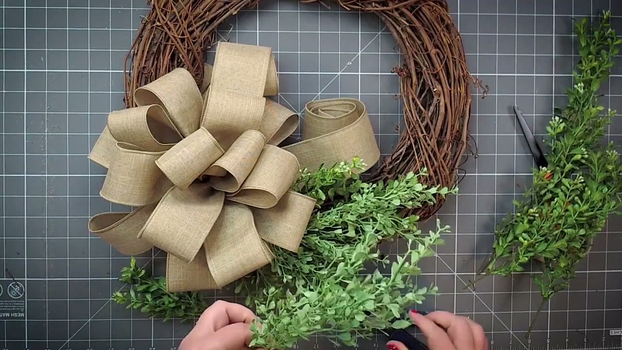 Step 9: Break the Greenery Down and Glue It In - How to Make a Wreath