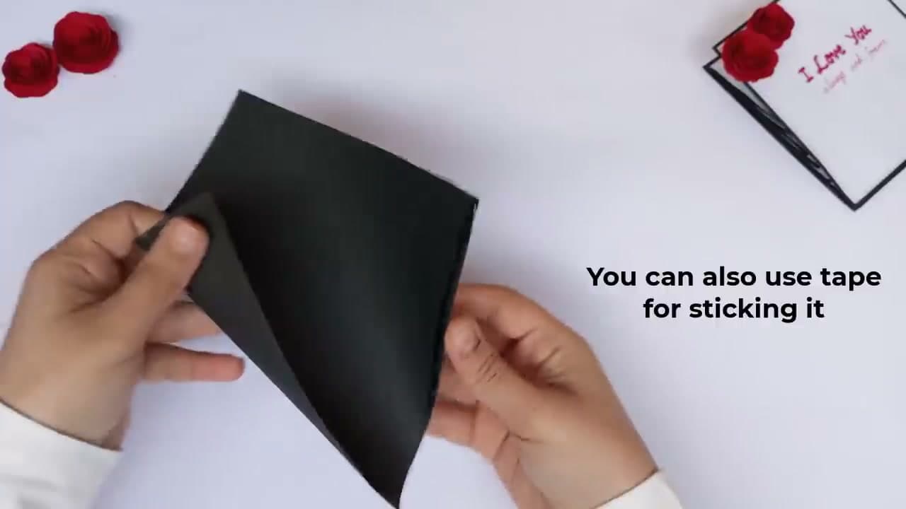 Step 5: Roll the Black Cardstock Into a Cone - How to Make a Paper Bouquet (Rose Arrangement)