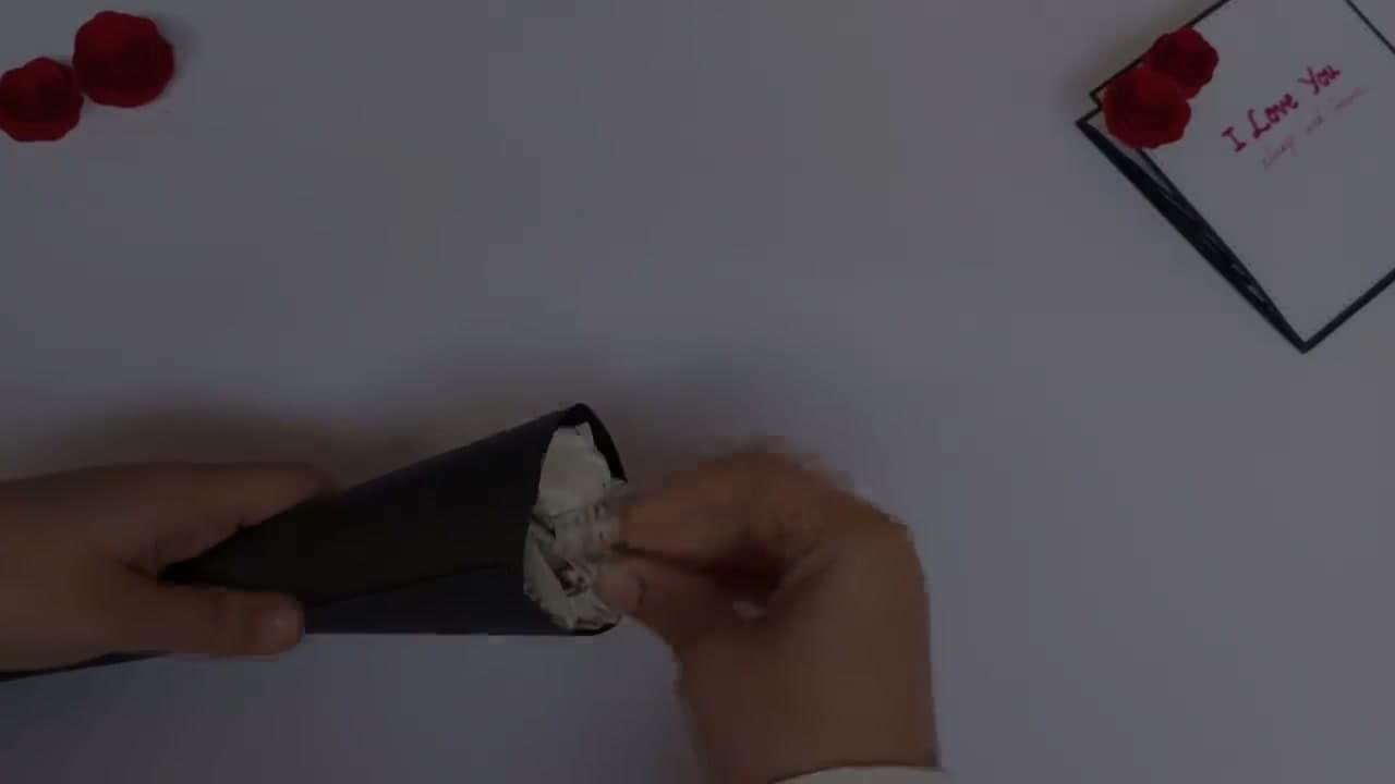 Step 7: Stuff Scrap Paper Into the Cone - How to Make a Paper Bouquet (Rose Arrangement)