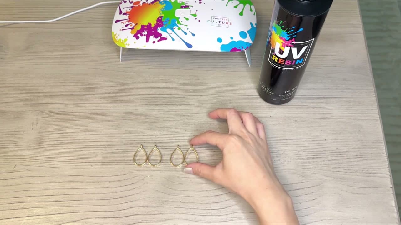 Step 2: Press the Open Frames onto the Tape - How to Make UV Resin Flower Earrings (DIY Tutorial)