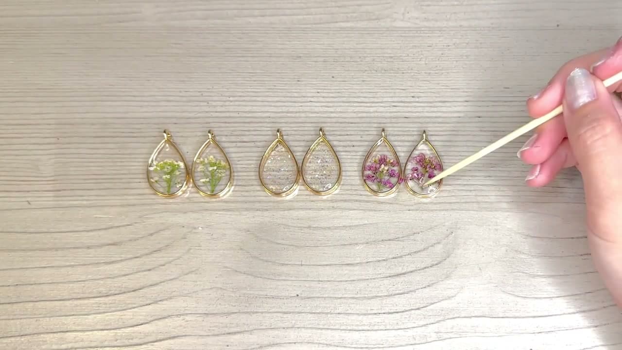 Step 8: Add Stones and the Final Resin Layer - How to Make UV Resin Flower Earrings (DIY Tutorial)