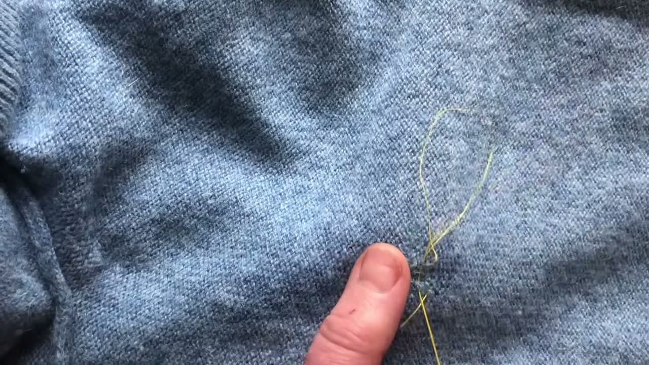 Step 6: Work Back Along the Horizontal Loops and Ease the Hole Closed - How to Fix a Hole in a Sweater