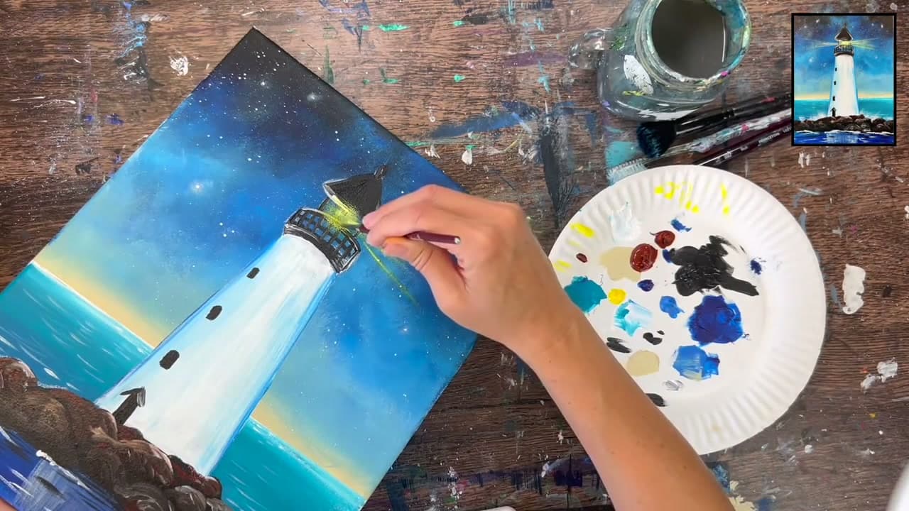 The finished result: How to Paint a Lighthouse in Acrylics