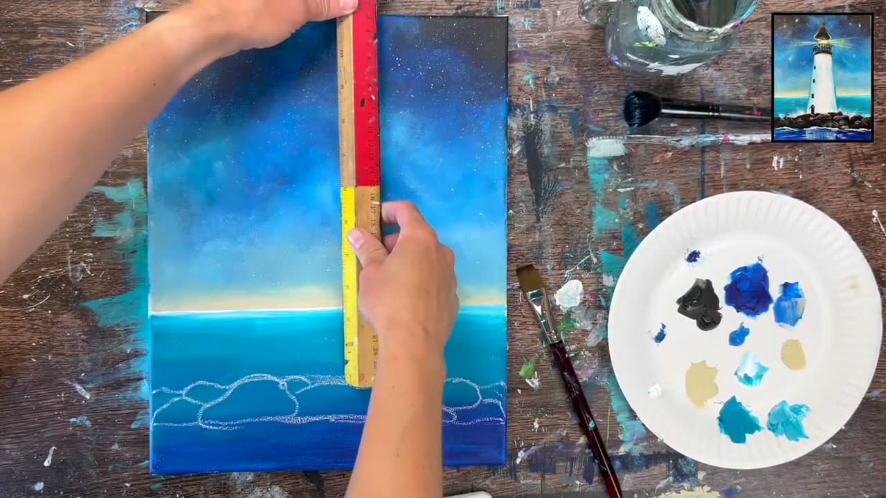 Step 5: Sketch the Rocks and Tower - How to Paint a Lighthouse in Acrylics