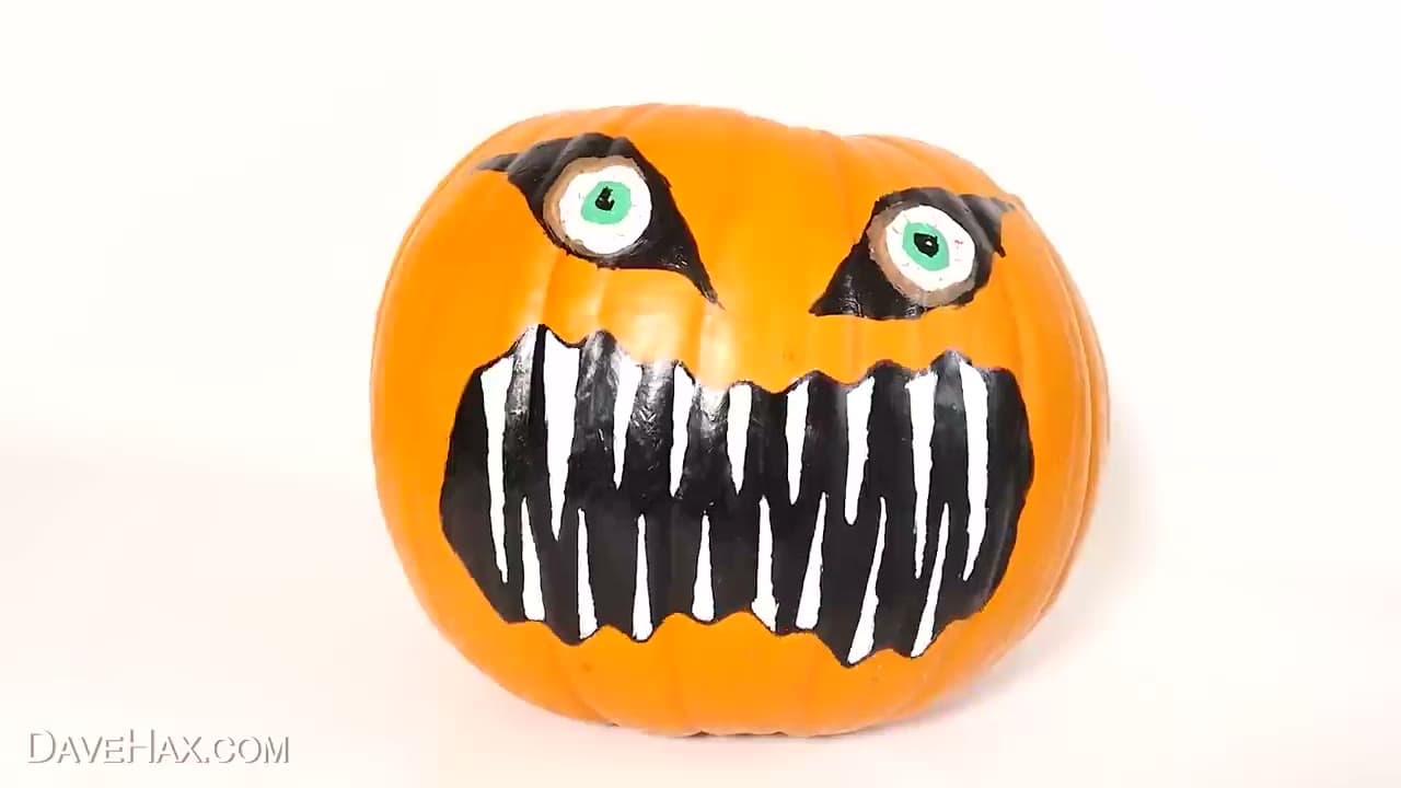 The finished result: How to Paint a Pumpkin (No-Carve Halloween Decor)