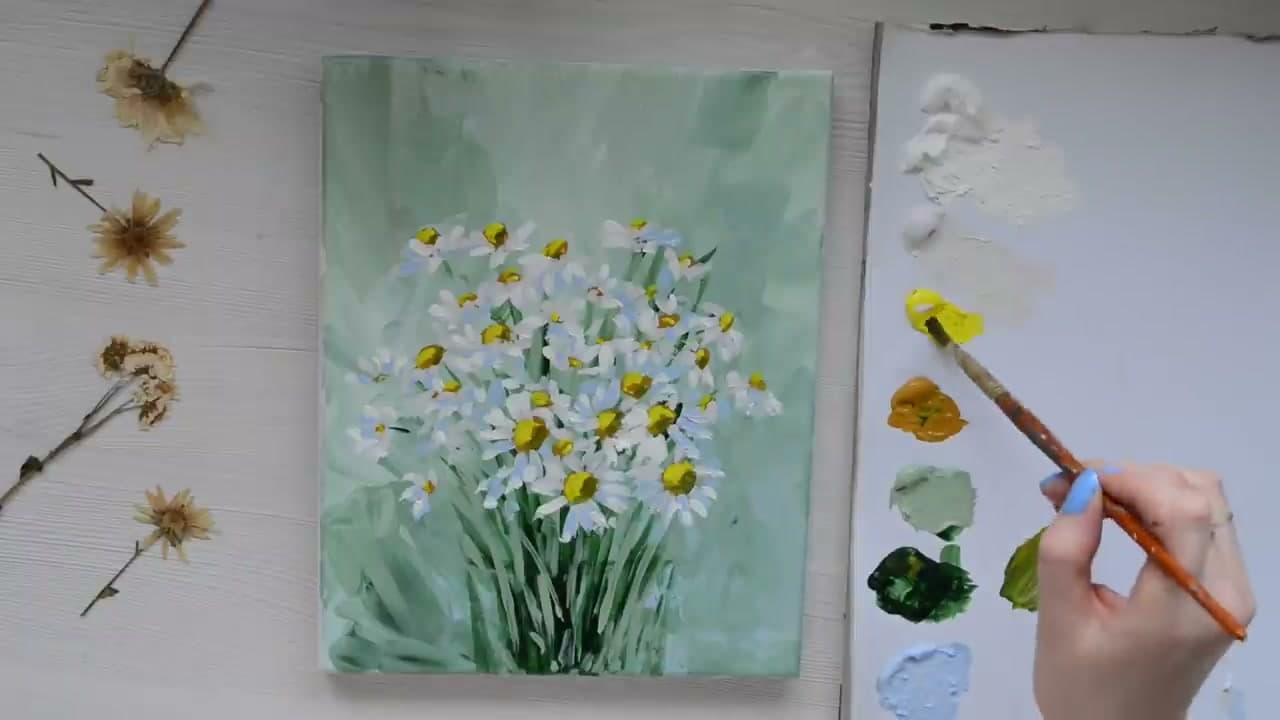 The finished result: How to Paint Daisies in Acrylics