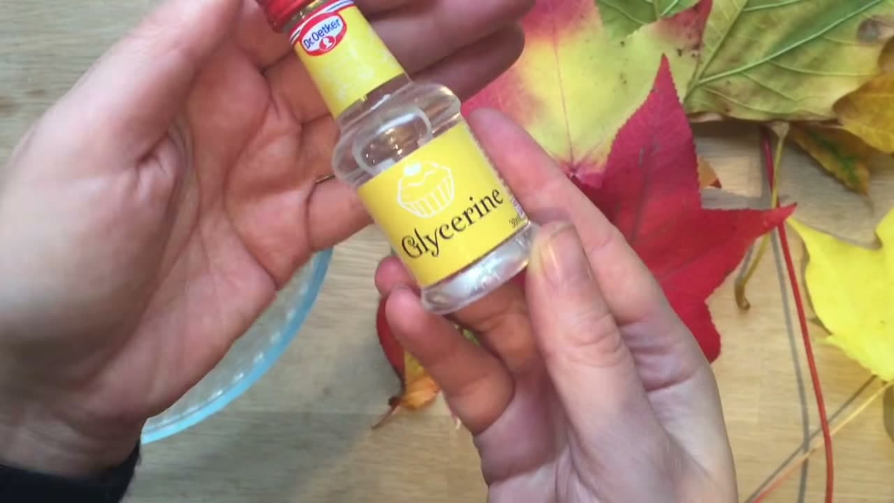 Step 2: Pour the Glycerine into a Shallow Dish - How to Preserve Fall Leaves