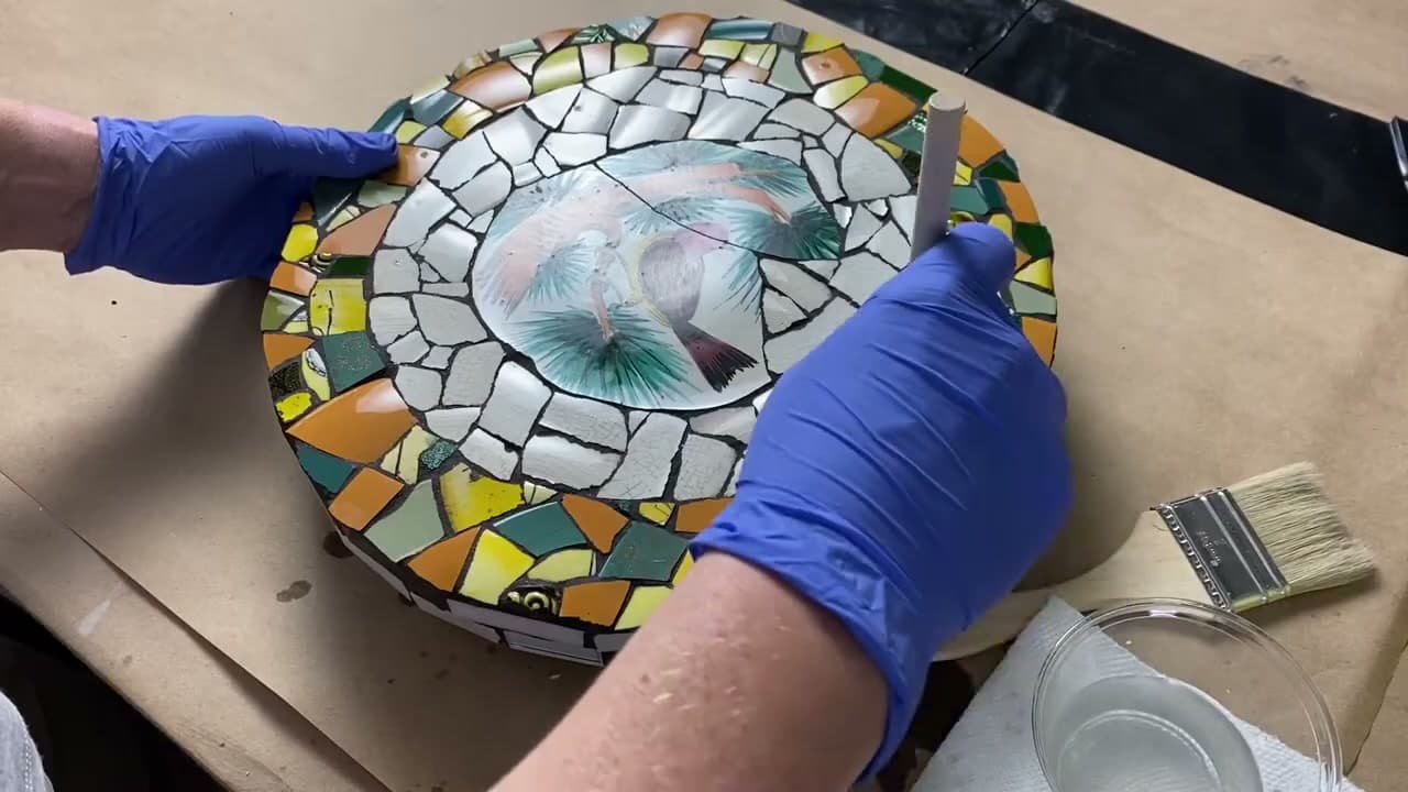 Step 4: Method Two - Coat Everything, Then Wipe Back - How to Seal a Mosaic for Outdoor Use