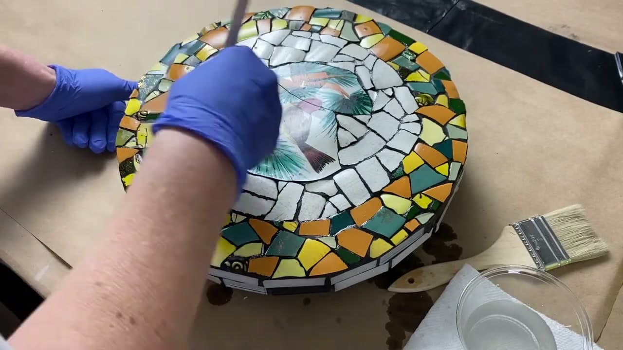 Step 5: Wipe the Sealer Off the Glass - How to Seal a Mosaic for Outdoor Use