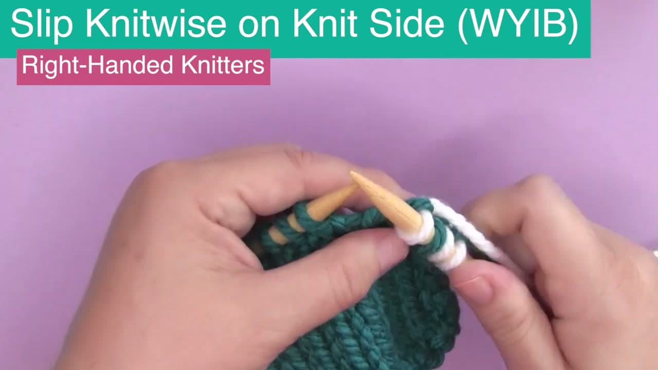 Step 3: Slip Knitwise (Twists the Stitch) - How to Slip Stitch in Knitting (Purlwise vs Knitwise)