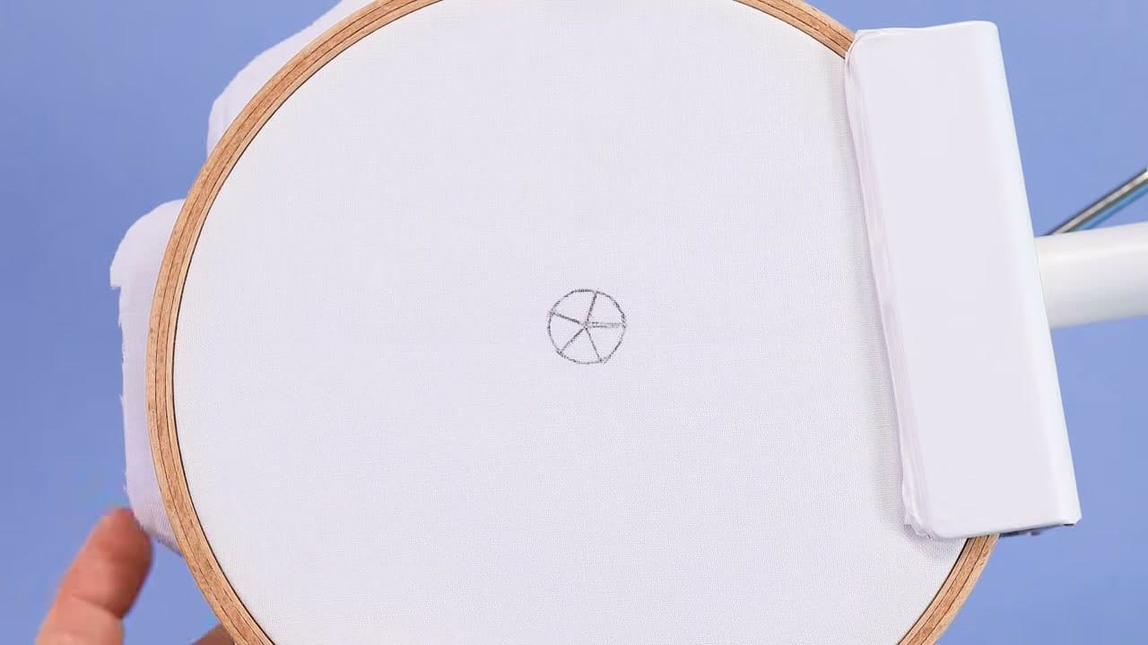 Step 1: Mark a Circle with Five Spokes - How to Embroider a Rose (Easy Woven Wheel Stitch)