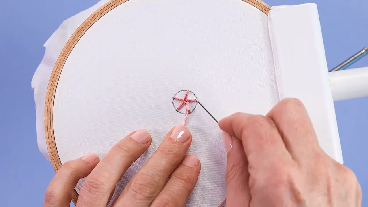 Step 3: Check Your Star of Spokes - How to Embroider a Rose (Easy Woven Wheel Stitch)