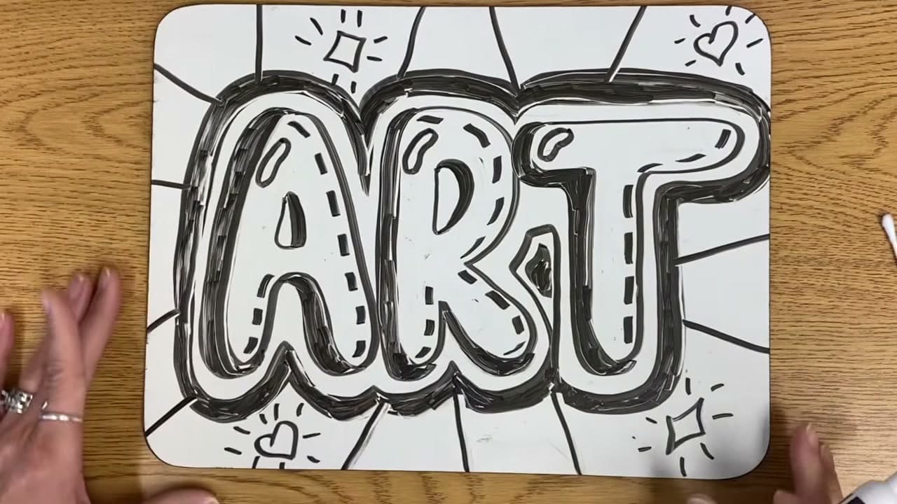 Step 5: Draw a Thick Black Border Around the Word and Add Sparkles - How to Do Bubble Letters