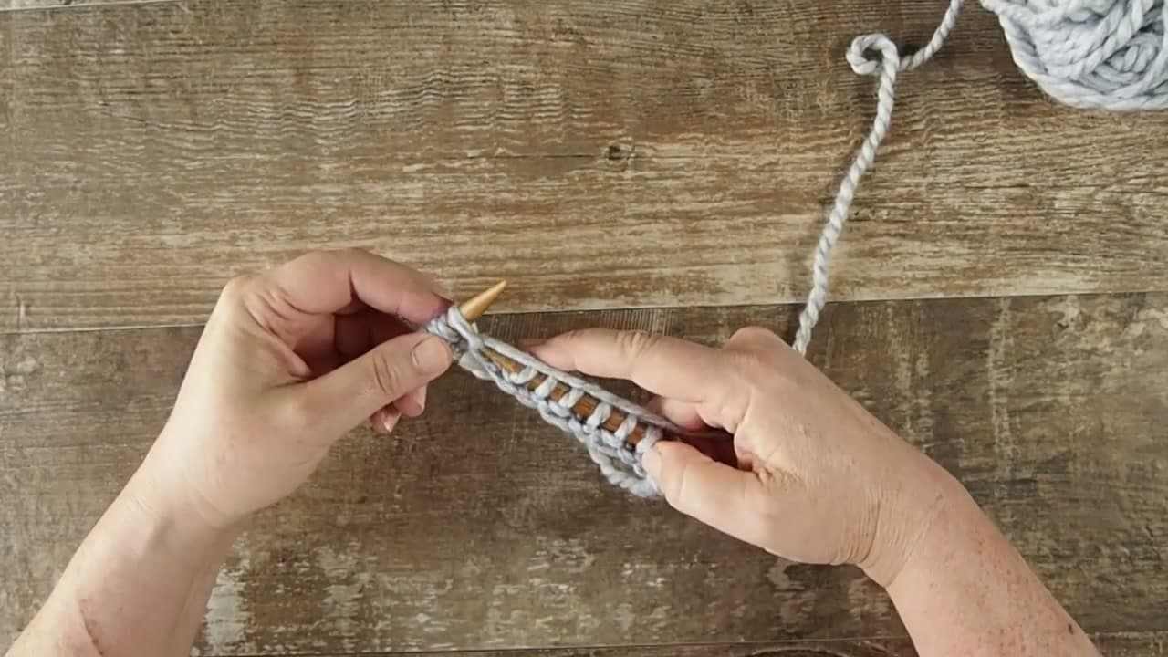 Step 4: Work Knit One, Purl One Across the Row - How to Knit Ribbing: 1x1 and 2x2 Rib Stitch