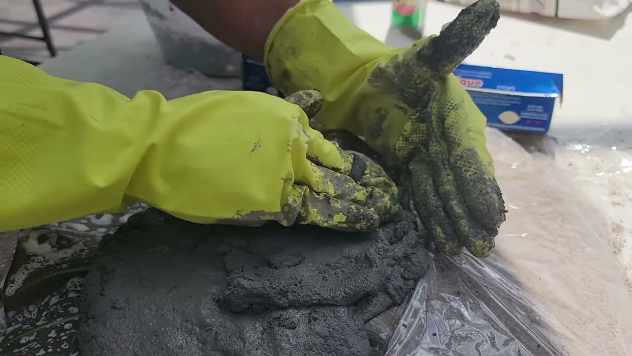 Step 6: Pack On the Concrete - How to Make a Concrete Leaf Casting