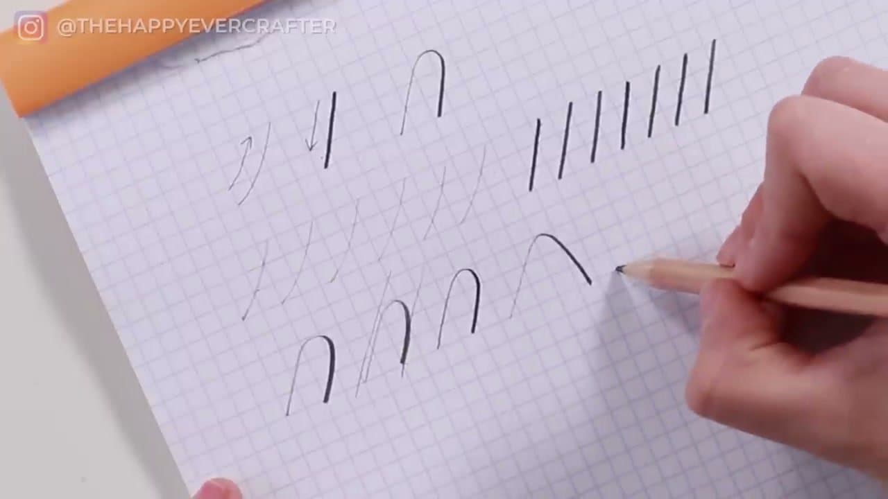 Step 4: Practice the Downstroke - How to Learn Calligraphy: 7 Step Beginner Tutorial With Just a Pencil