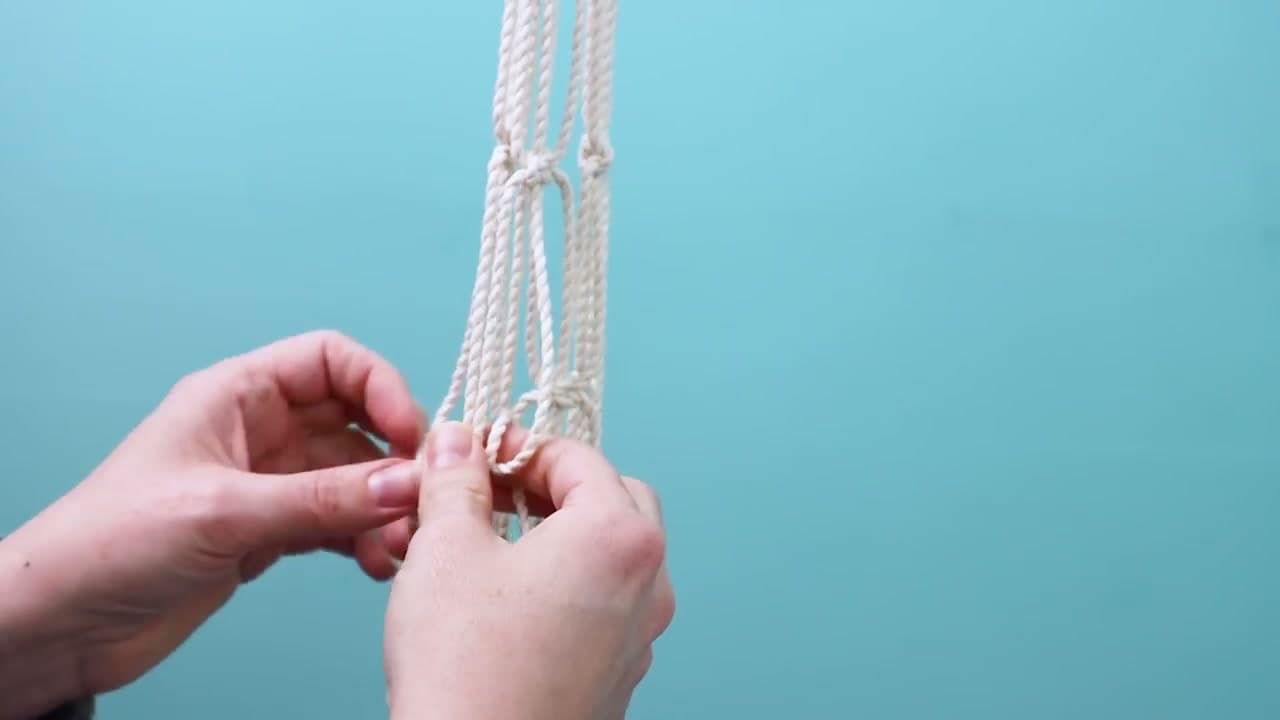 Step 6: Drop 3 Inches and Alternate the Knots - How to Make a Macrame Plant Hanger: 7 Step DIY Tutorial