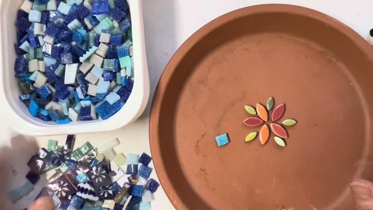 Step 1: Choose Your Saucer and Lay Out the Tiles - How to Make a Mosaic Bird Bath