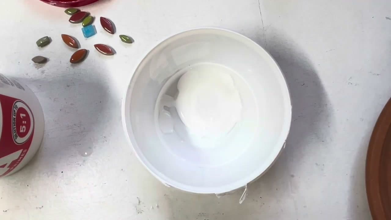 Step 2: Seal the Saucer - How to Make a Mosaic Bird Bath