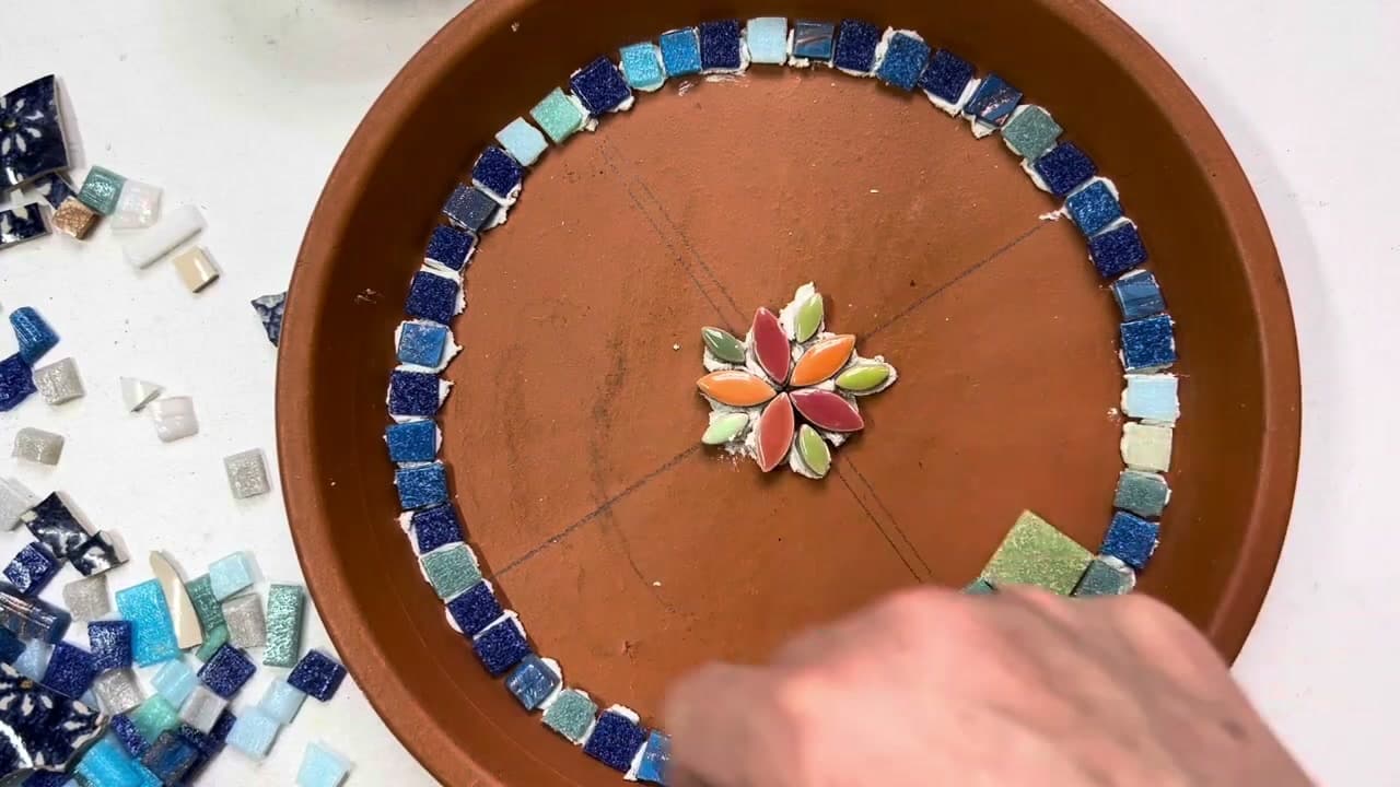 Step 5: Work the Outer Rim - How to Make a Mosaic Bird Bath