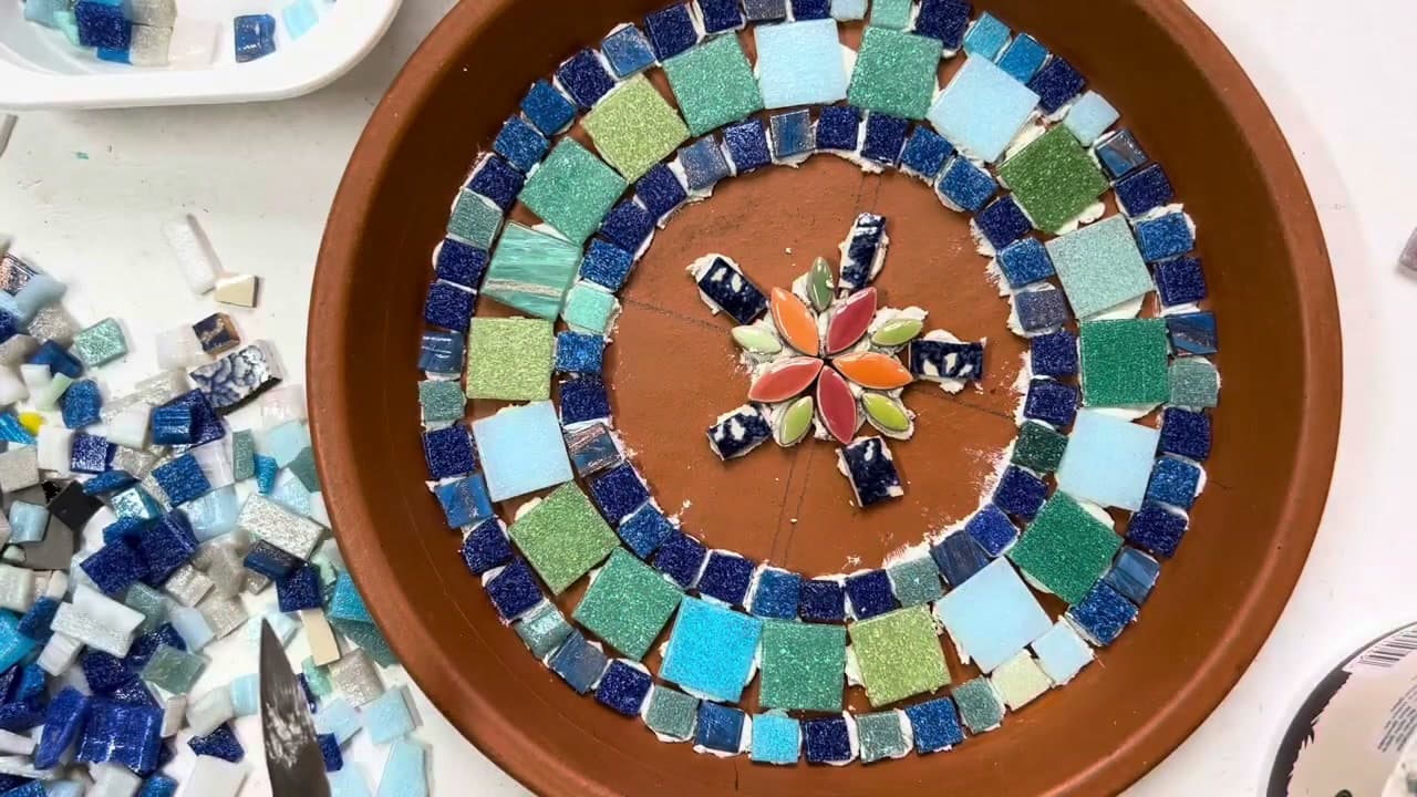 Step 7: Fill the Centre - How to Make a Mosaic Bird Bath