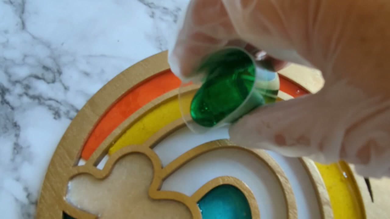 Step 5: Pour Each Resin Color Into Its Own Channel - How to Make a Resin Suncatcher