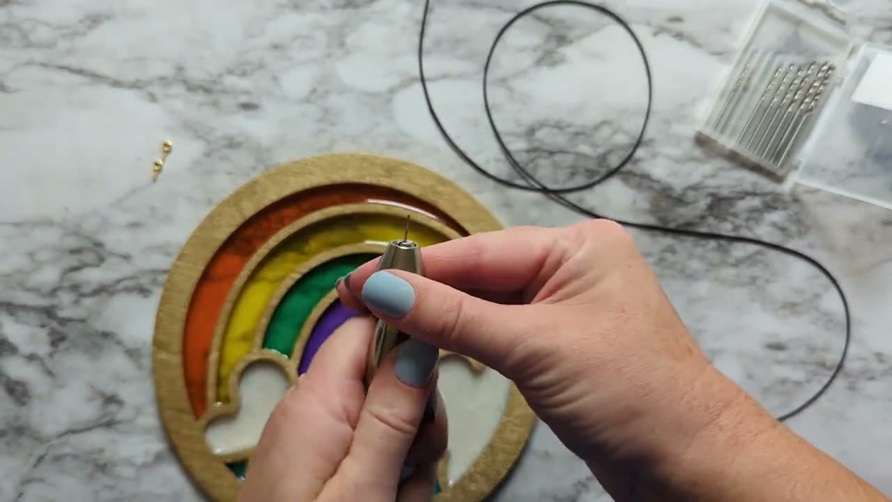 Step 7: Hand-Drill Two Hang Holes in the Cured Suncatcher - How to Make a Resin Suncatcher