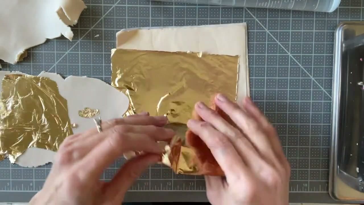Step 2: Step 2: Roll Gold Leaf Into the Translucent Clay
