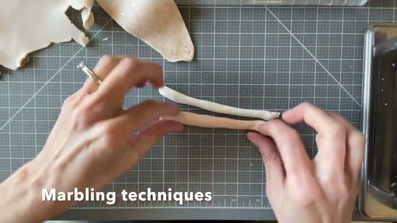 Step 3: Twist and Marble the Colors - How to Make a Marbled Polymer Clay Dish With Gold Leaf Edge