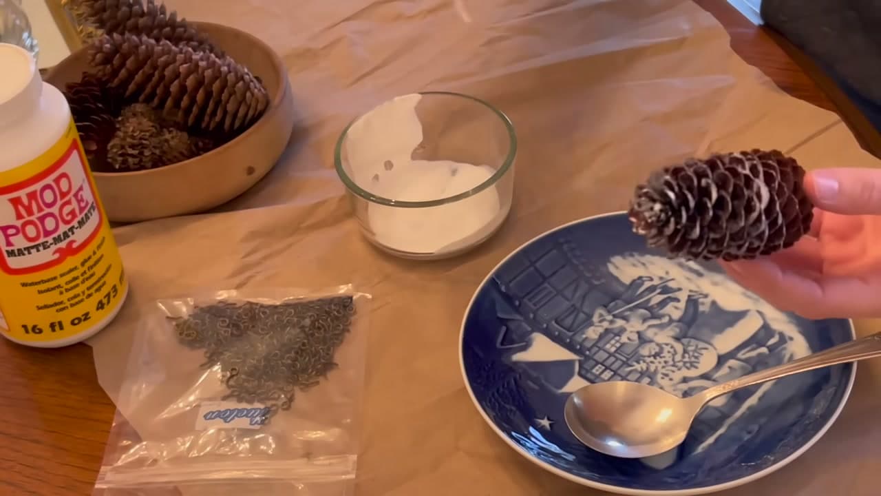 Step 3: Work the Glue In - How to Make Pinecone Christmas Ornaments