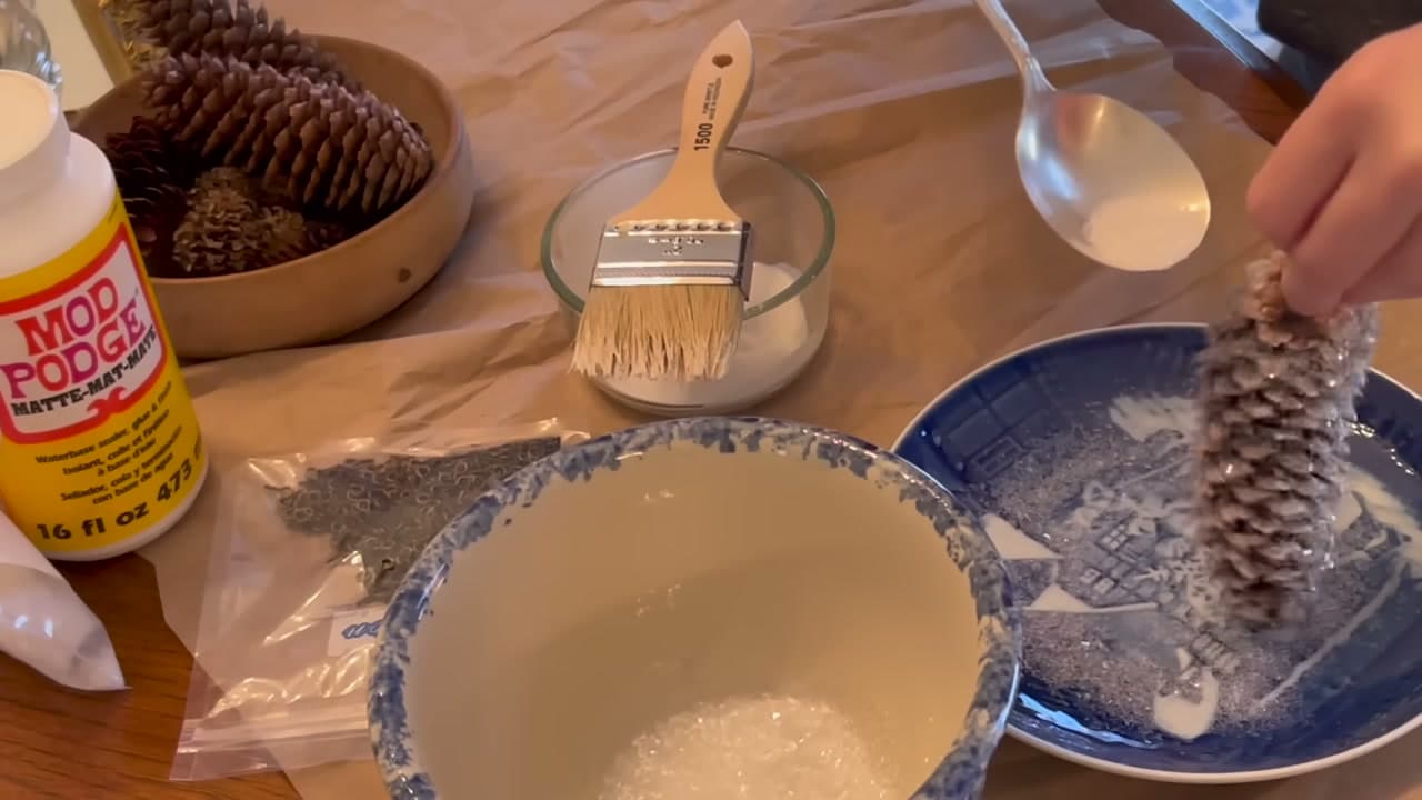 Step 5: Tap and Dip - How to Make Pinecone Christmas Ornaments