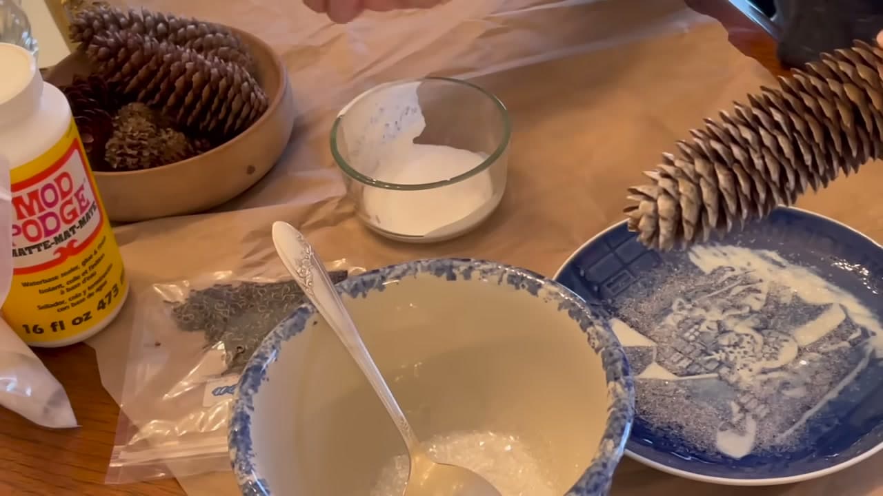 Step 7: Glue and Glitter the Gilded One - How to Make Pinecone Christmas Ornaments
