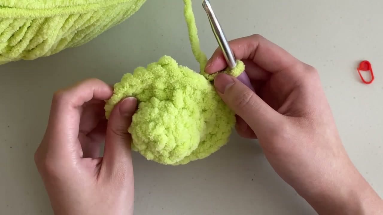 Step 3: Shape the Head and Add the Bobble Eye Ridges - How to Crochet a Dinosaur: No-Sew Beginner Amigurumi