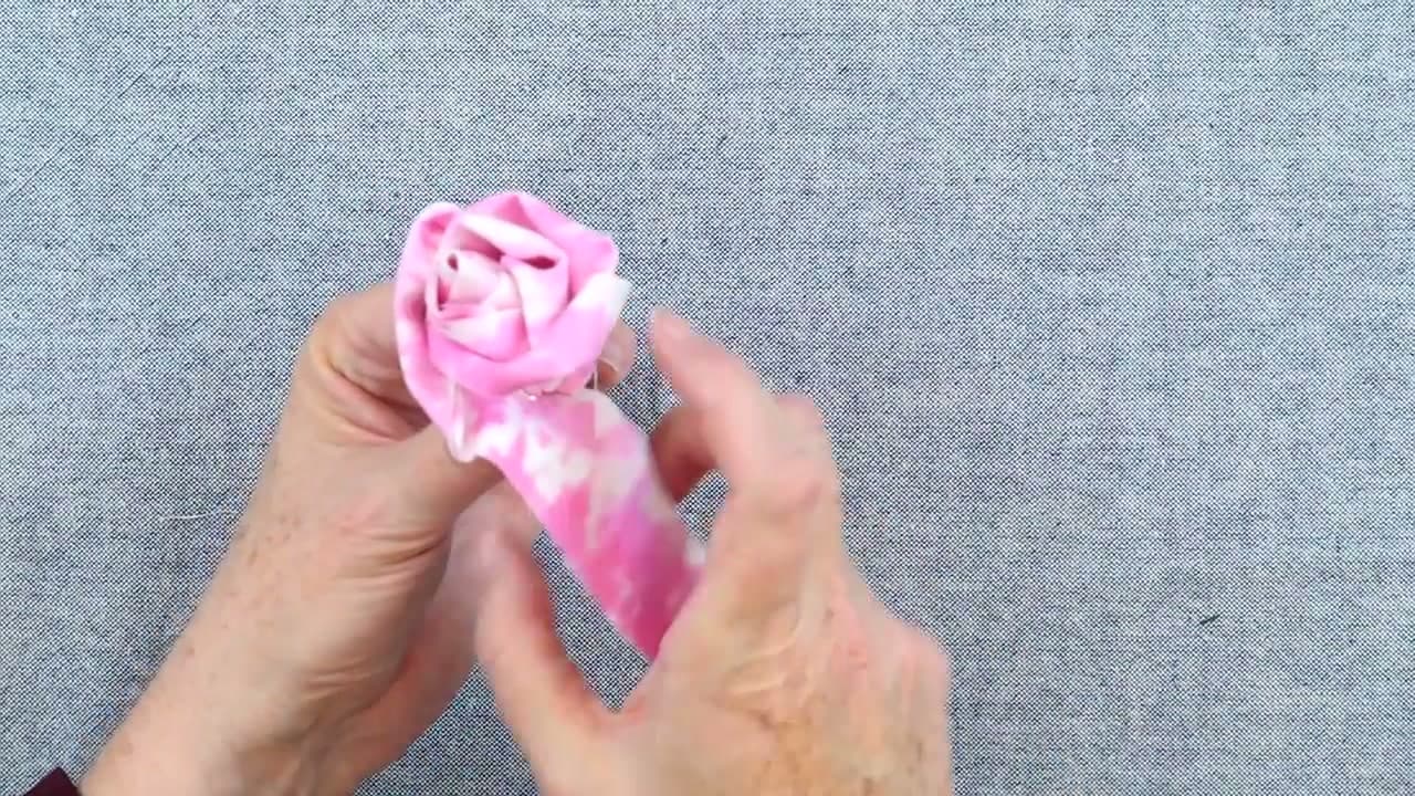 Step 6: Build Out the Outer Petals - How to Make a No Sew Fabric Flower (Rolled Rose Technique)