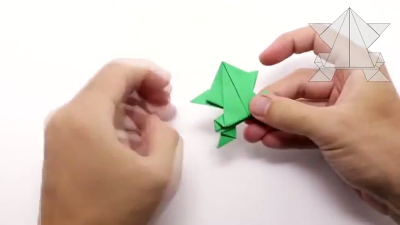 The finished result: How to Fold an Origami Jumping Frog