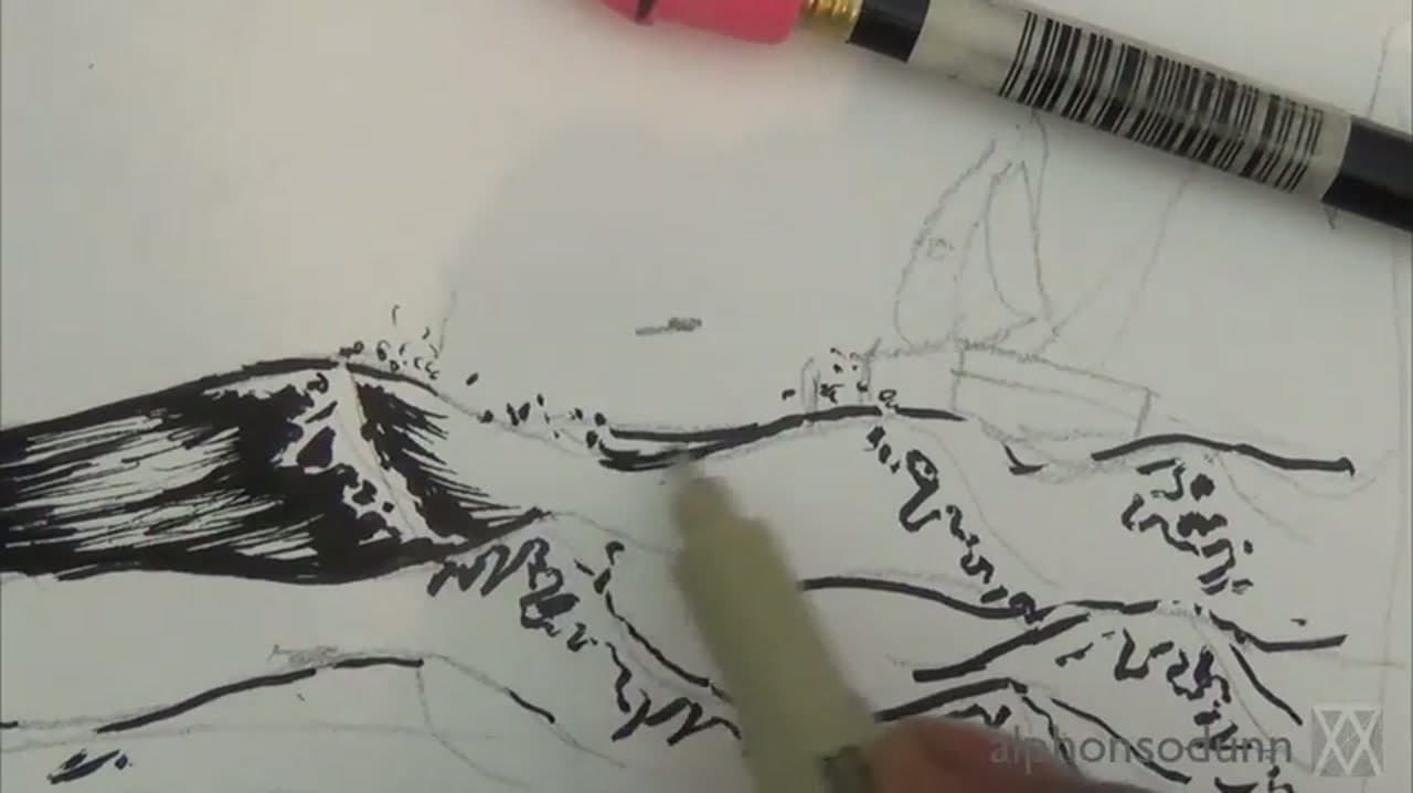 Step 6: Step 6: Fill the Wave Troughs with Solid Ink